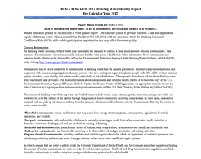 2012 Town of Alma Drinking Water Consumer Confidence Report
