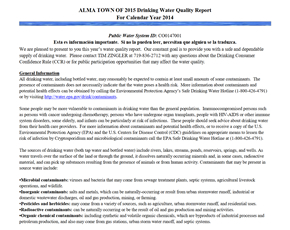 2014 Town of Alma Drinking Water Consumer Confidence Report